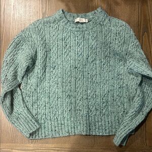 LOFT Teal Cable Knit Turtleneck Sweater